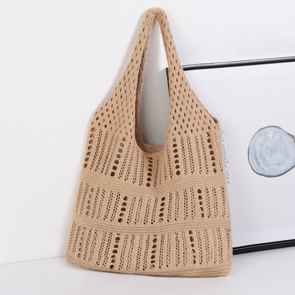 Women Brownish Yellow Shoulder Shopping Handbag Casual Travel Tote Fold Able Bag - Picture 6 of 7